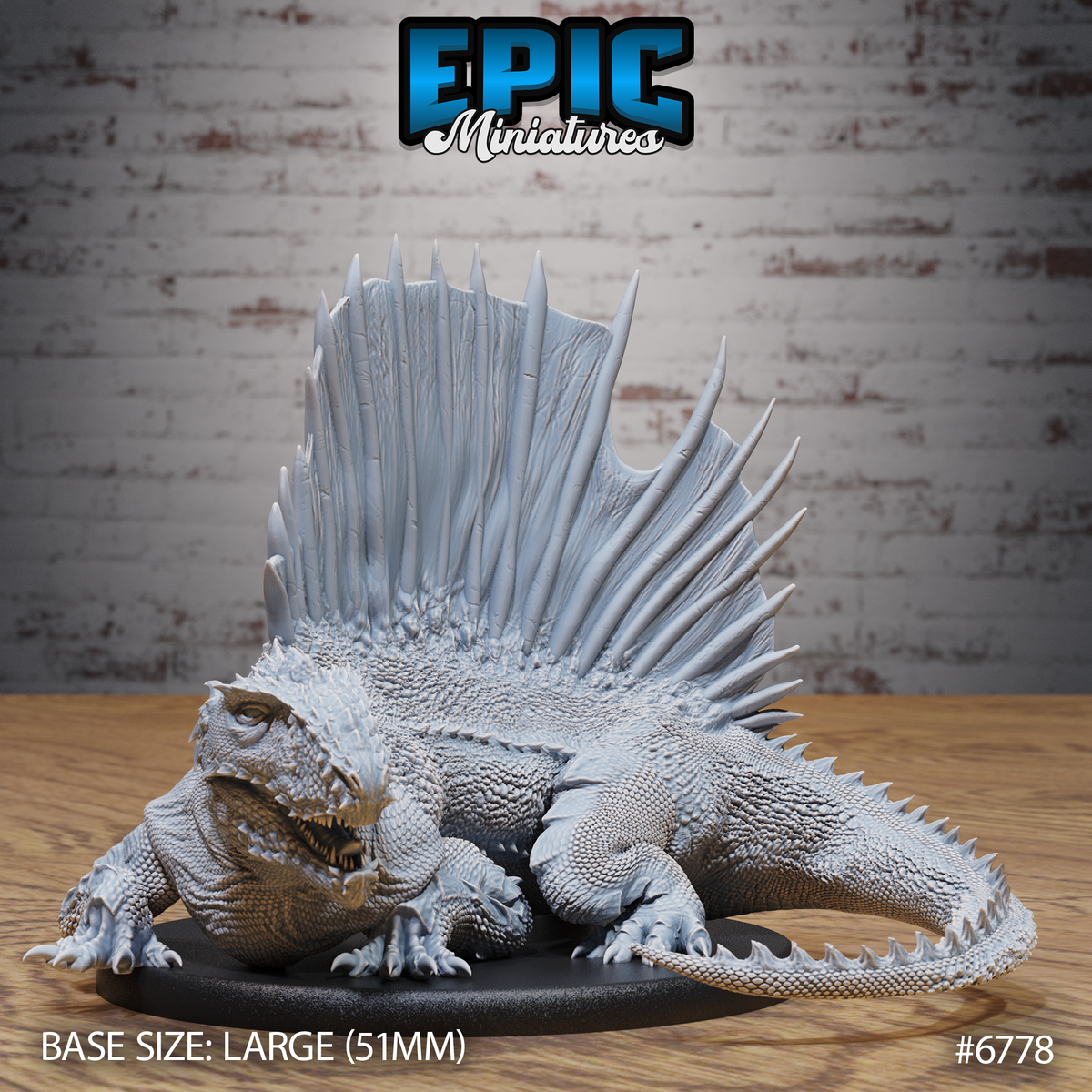 Dimetrodon DND TTRPG Resin Model 51mm Base
