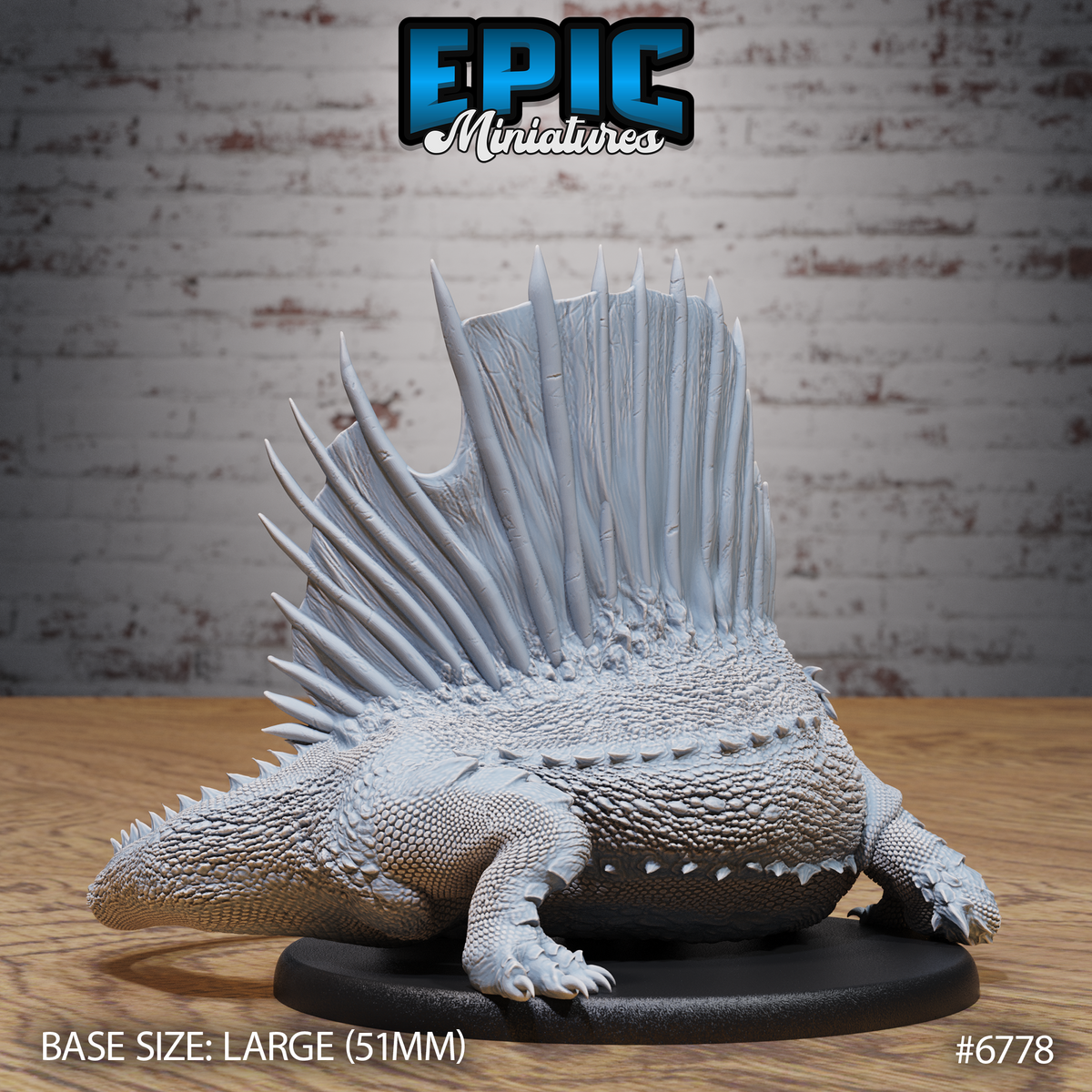 Dimetrodon DND TTRPG Resin Model 51mm Base