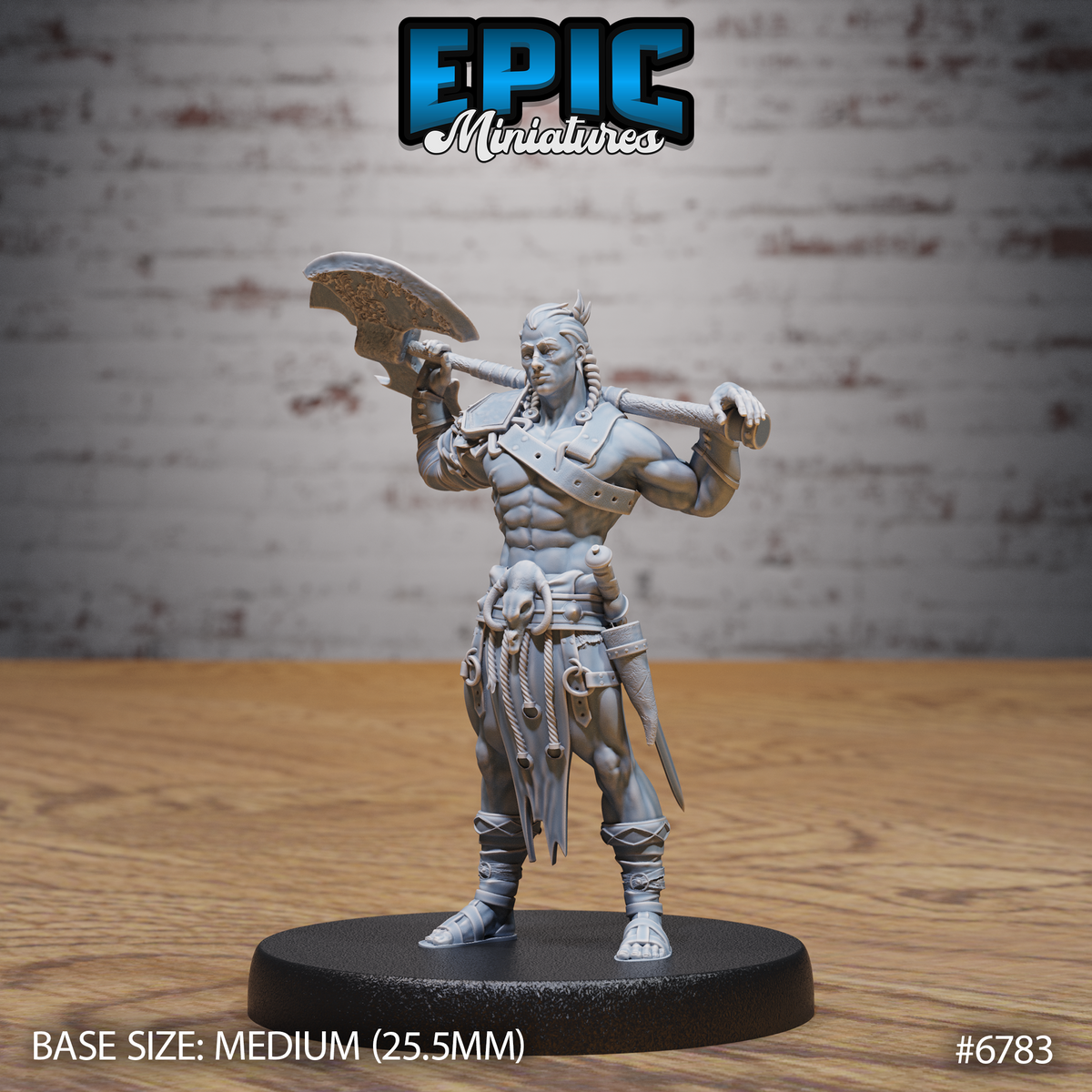 Axe Barbarian DND Miniature TTRPG Resin Figure 25mm Base