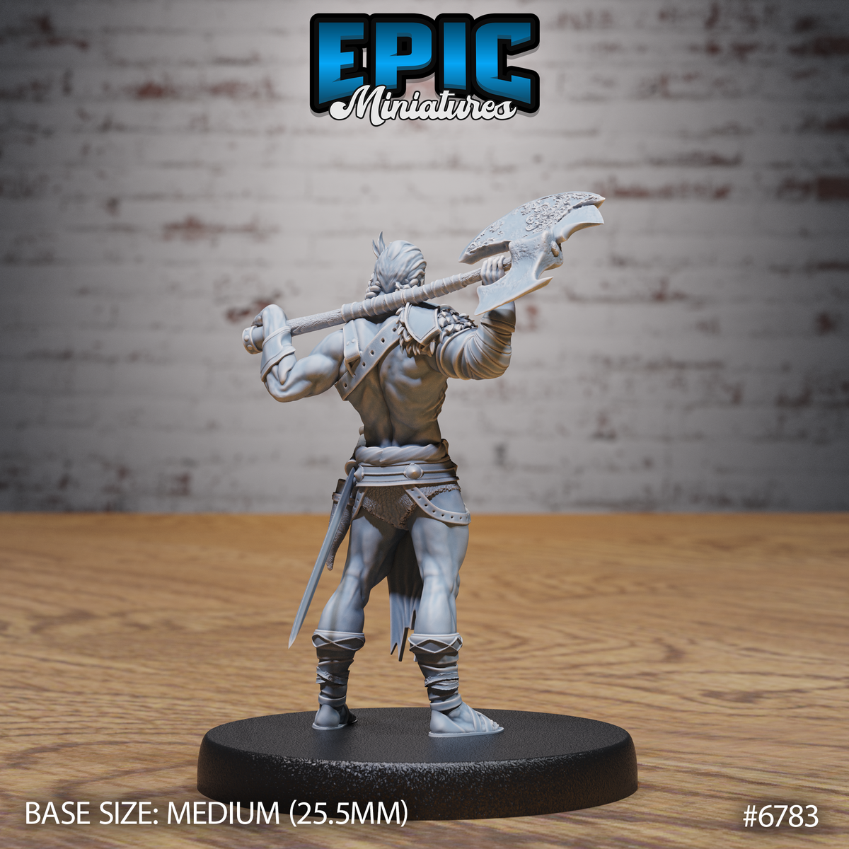 Axe Barbarian DND Miniature TTRPG Resin Figure 25mm Base