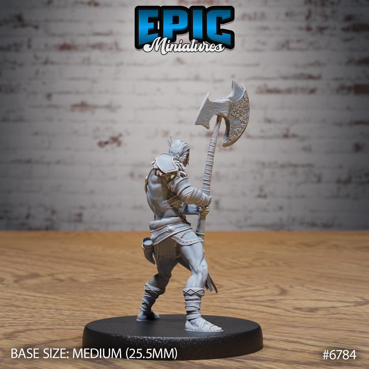 Axe Barbarian DND Miniature TTRPG Resin Figure 25mm Base