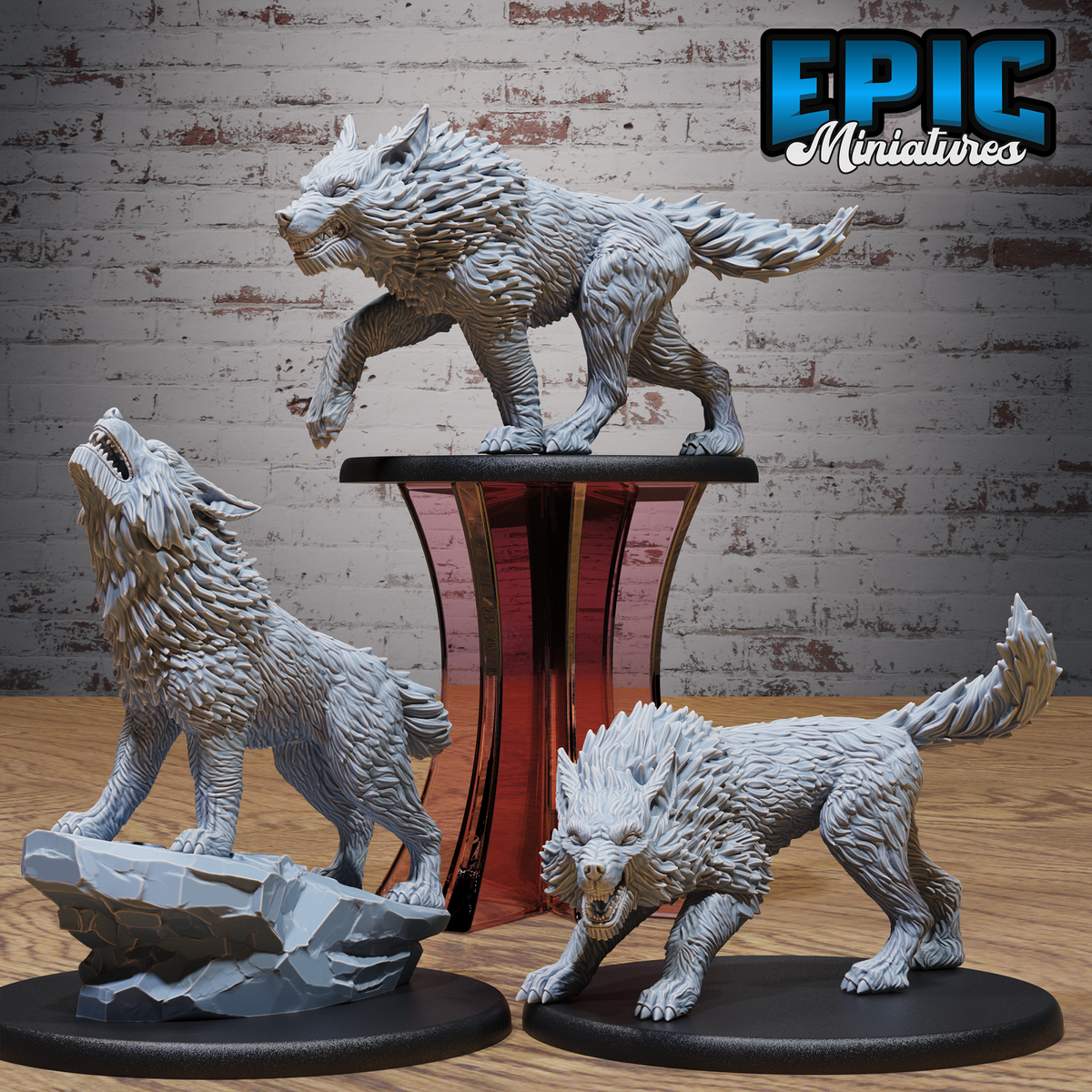 Fire Wolf DND TTRPG Resin Model 51mm Base