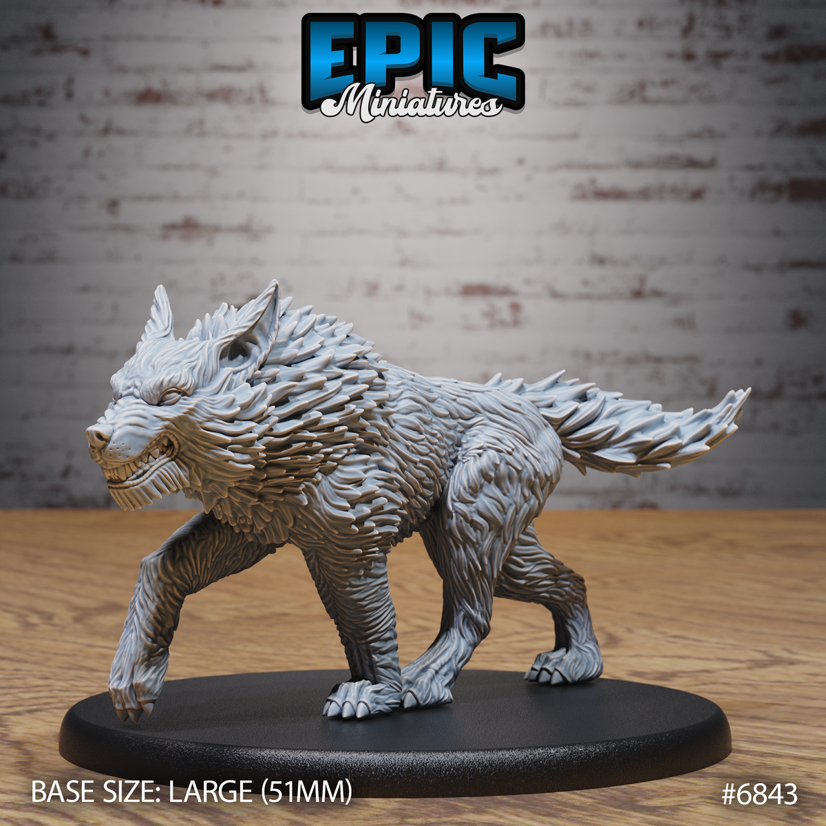 Fire Wolf DND TTRPG Resin Model 51mm Base