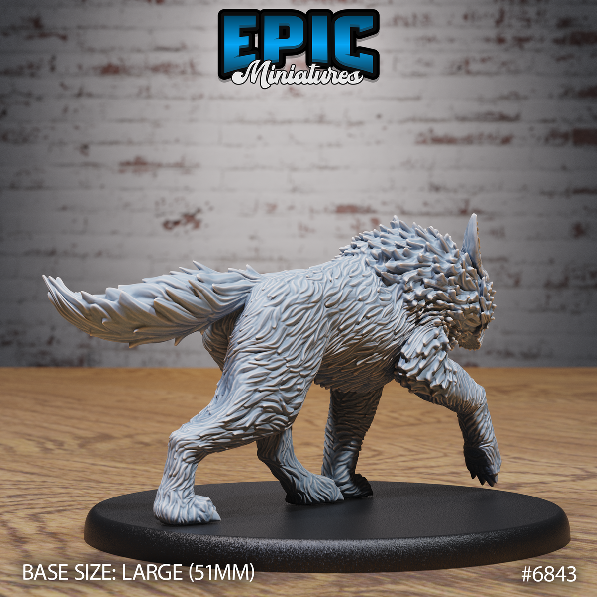 Fire Wolf DND TTRPG Resin Model 51mm Base