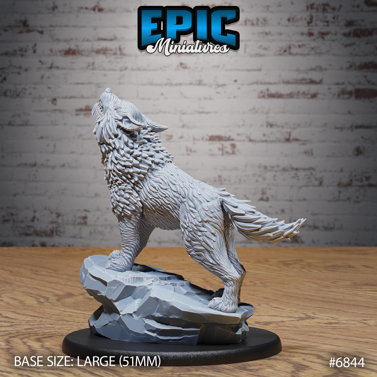 Fire Wolf DND TTRPG Resin Model 51mm Base