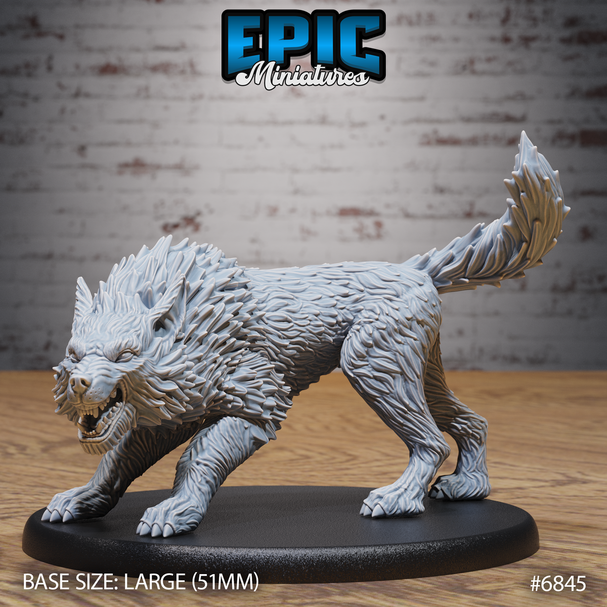 Fire Wolf DND TTRPG Resin Model 51mm Base