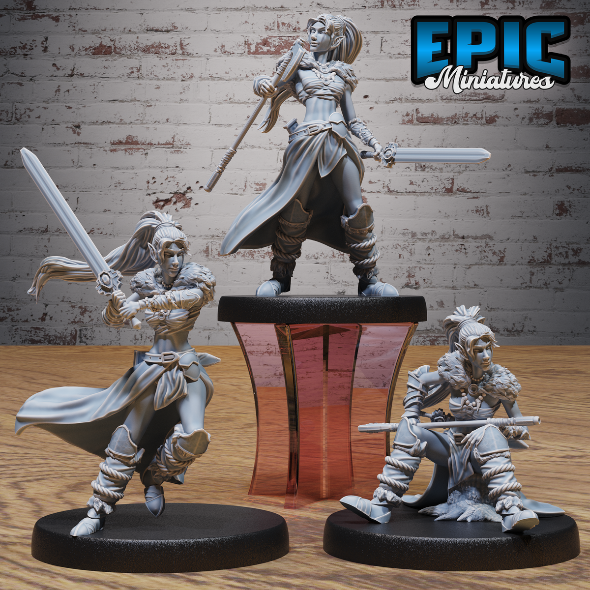Elf Female Barbarian DND Miniature TTRPG Resin Figure 25mm Base