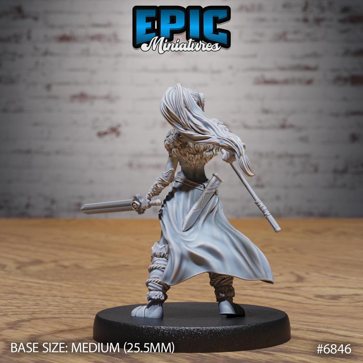 Elf Female Barbarian DND Miniature TTRPG Resin Figure 25mm Base