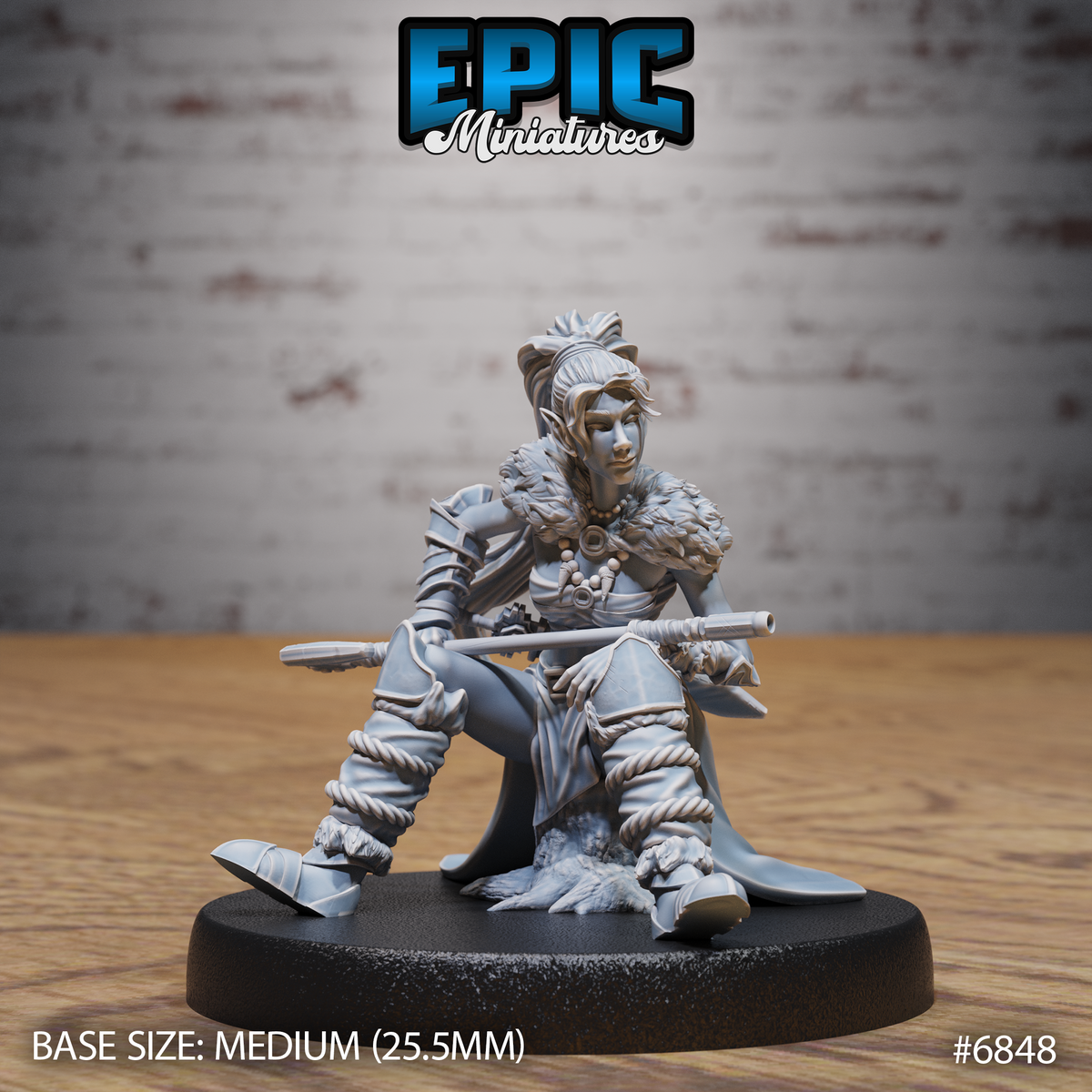 Elf Female Barbarian DND Miniature TTRPG Resin Figure 25mm Base