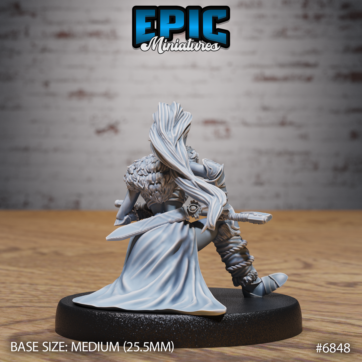 Elf Female Barbarian DND Miniature TTRPG Resin Figure 25mm Base