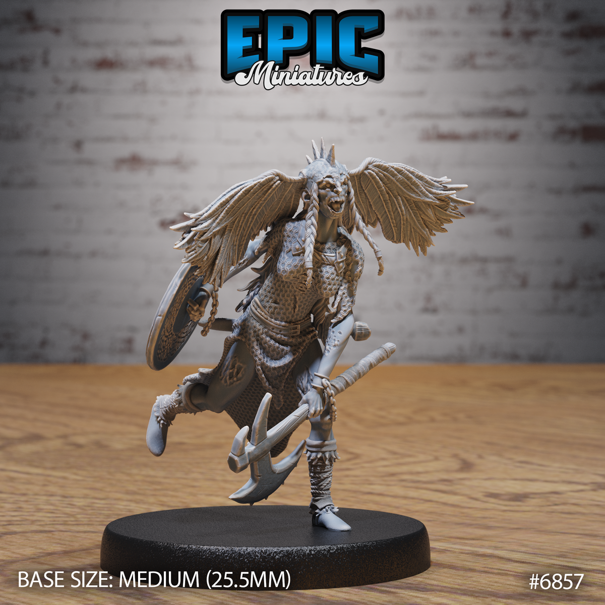 Hell Undead Valkyrie DND Miniature TTRPG Resin Figure 25mm Base