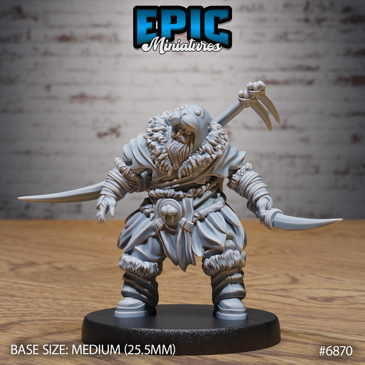 Walrus Druid DND Miniature TTRPG Resin Figure 25mm Base