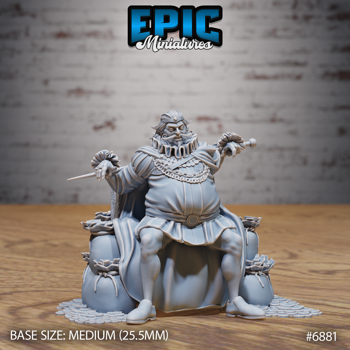 Corrupt King DND Miniature TTRPG Resin Figure 25mm Base