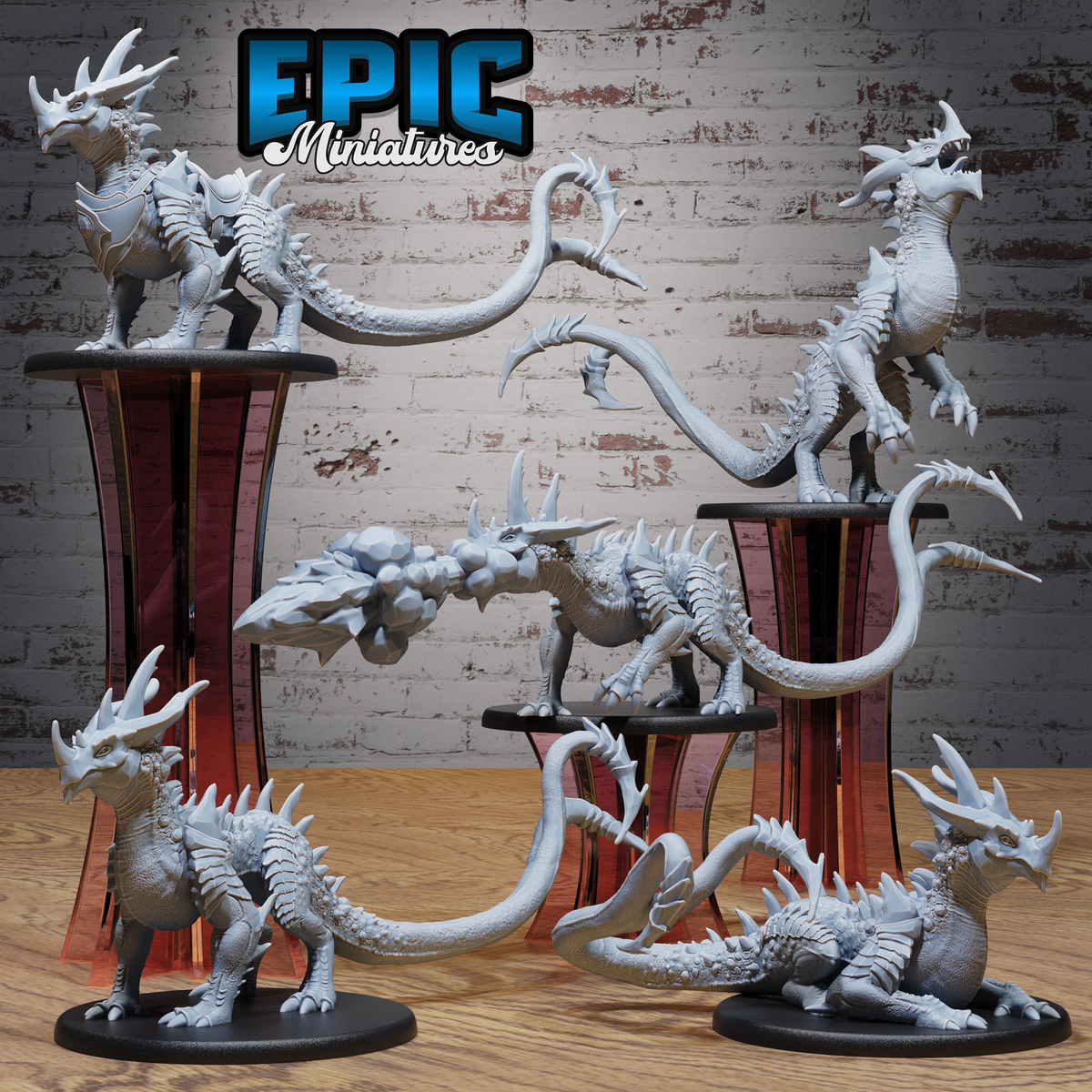 Crystal Guard Drake DND TTRPG Resin Model 51mm Base