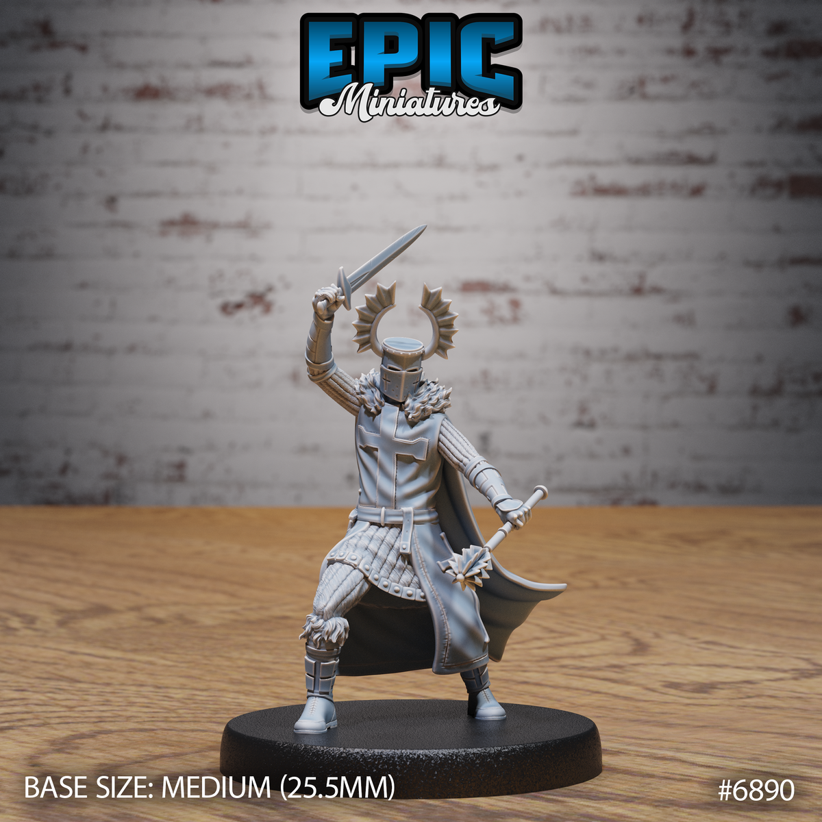 Templar Knight DND Miniature TTRPG Resin Figure 25mm Base