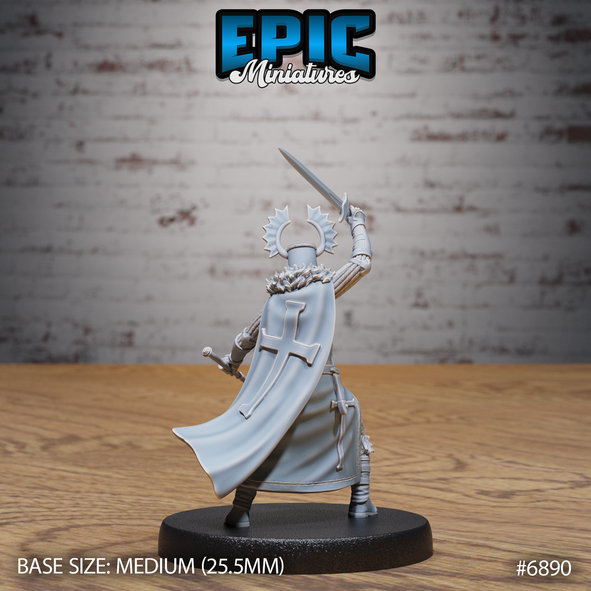 Templar Knight DND Miniature TTRPG Resin Figure 25mm Base