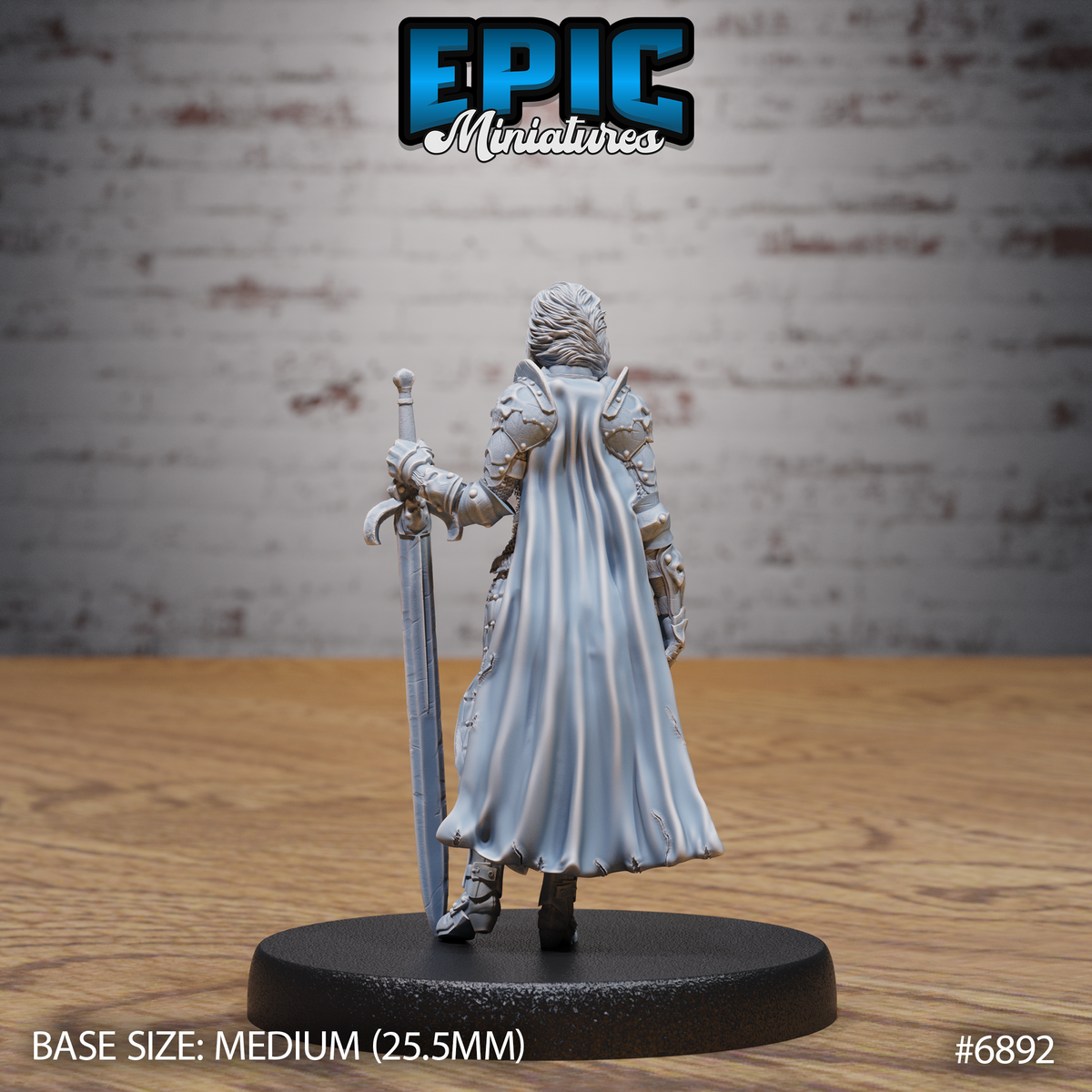 Dark Knight Lady DND Miniature TTRPG Resin Figure 25mm Base