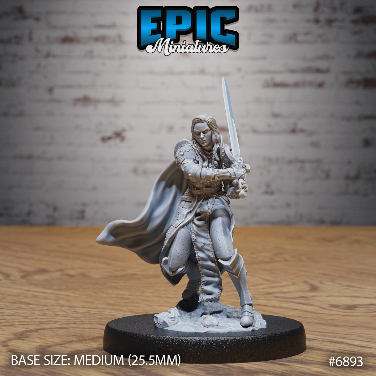Dark Knight Lady DND Miniature TTRPG Resin Figure 25mm Base