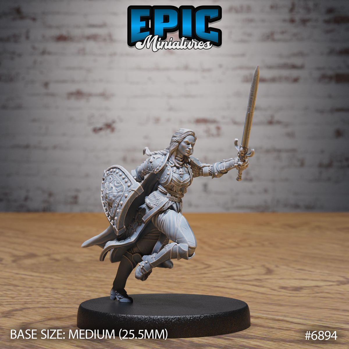 Dark Knight Lady DND Miniature TTRPG Resin Figure 25mm Base