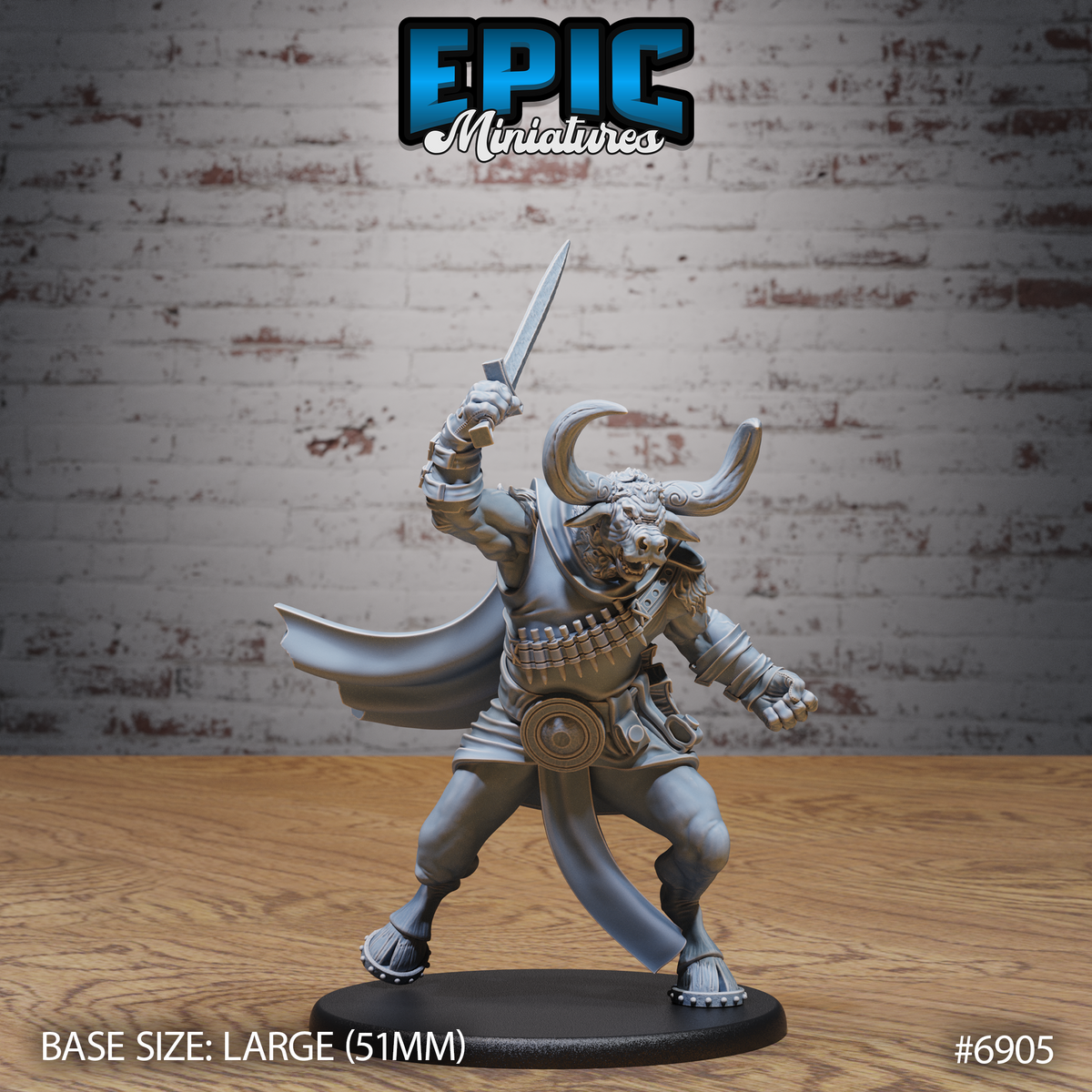 Minotaur Captain DND TTRPG Resin Model 51mm Base