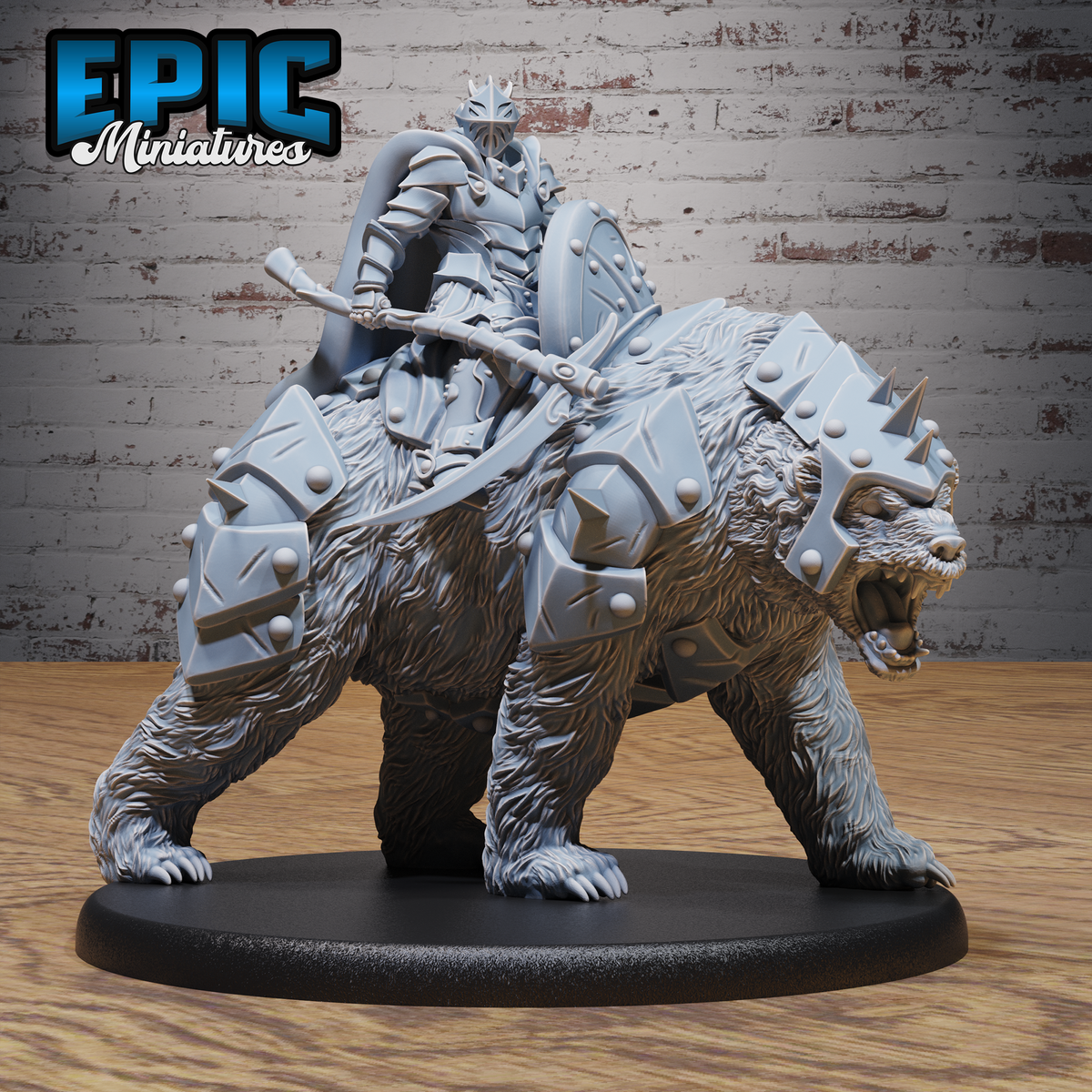 Bear Rider Heavy Knight DND TTRPG Resin Model 51mm Base