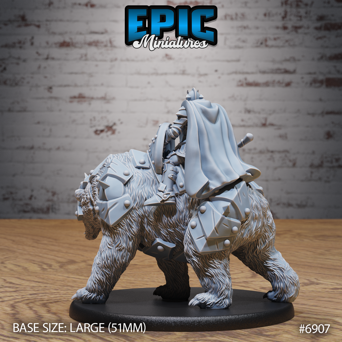 Bear Rider Heavy Knight DND TTRPG Resin Model 51mm Base