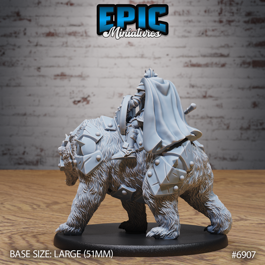 Bear Rider Heavy Knight DND TTRPG Resin Model 51mm Base