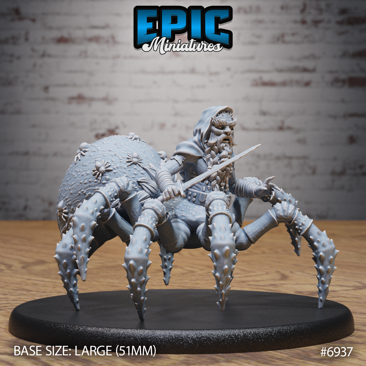 Dwarf Drider DND TTRPG Resin Model 51mm Base
