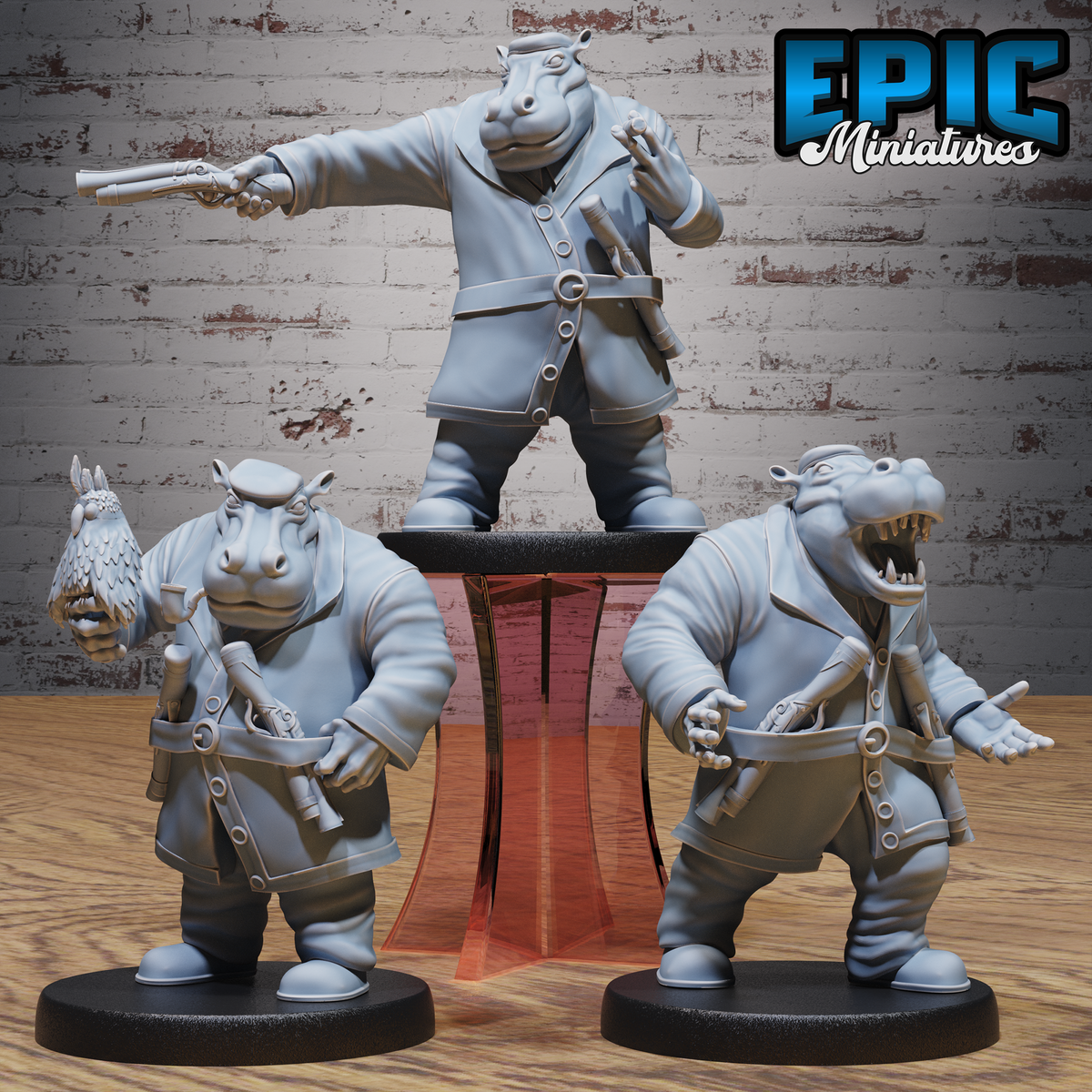Hippo Pirate DND TTRPG Resin Miniature 25mm Base