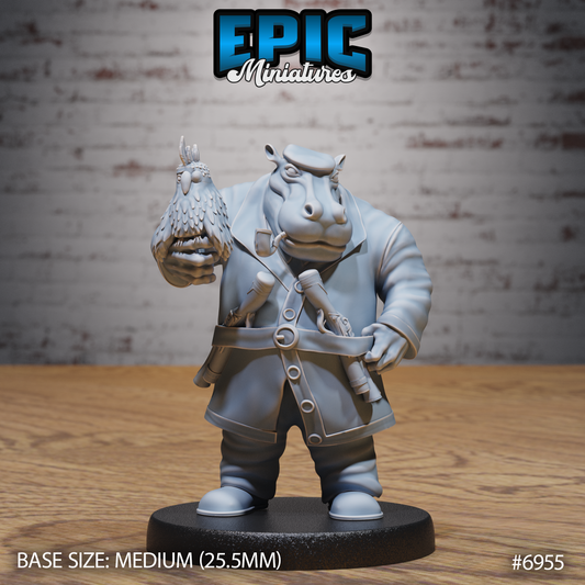 Hippo Pirate DND TTRPG Resin Miniature 25mm Base