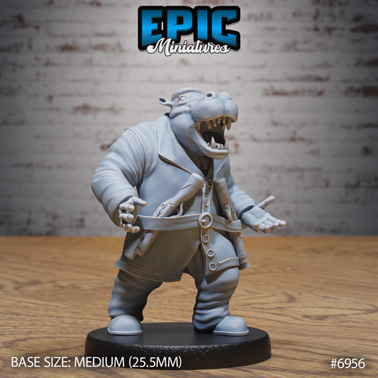 Hippo Pirate DND TTRPG Resin Miniature 25mm Base
