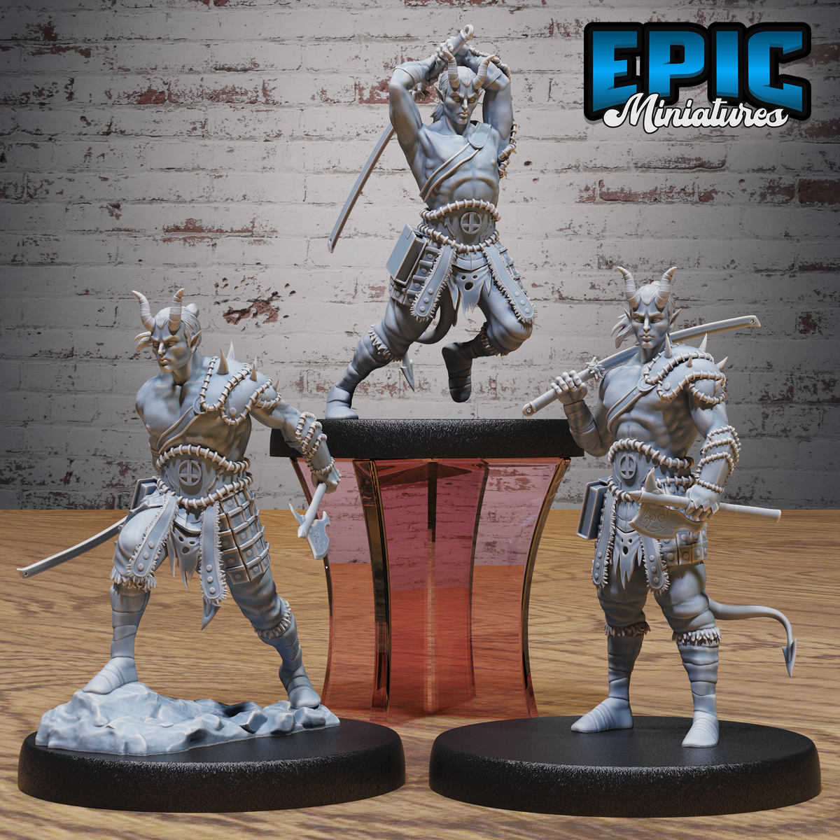 Tiefling Barbarian DND TTRPG Resin Miniature 25mm Base