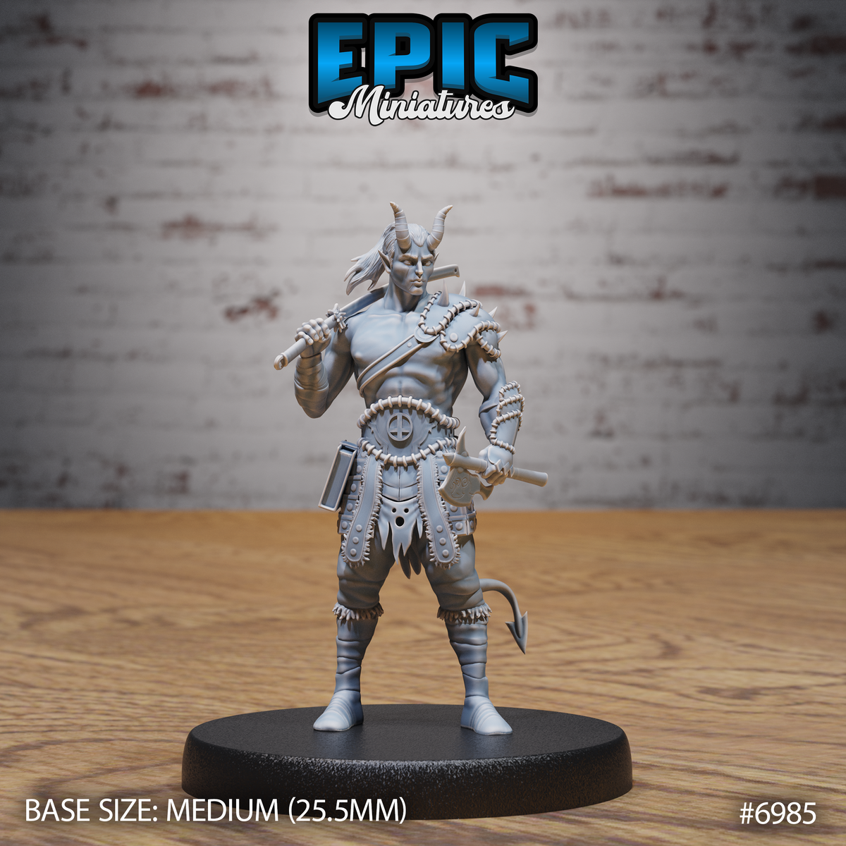 Tiefling Barbarian DND TTRPG Resin Miniature 25mm Base
