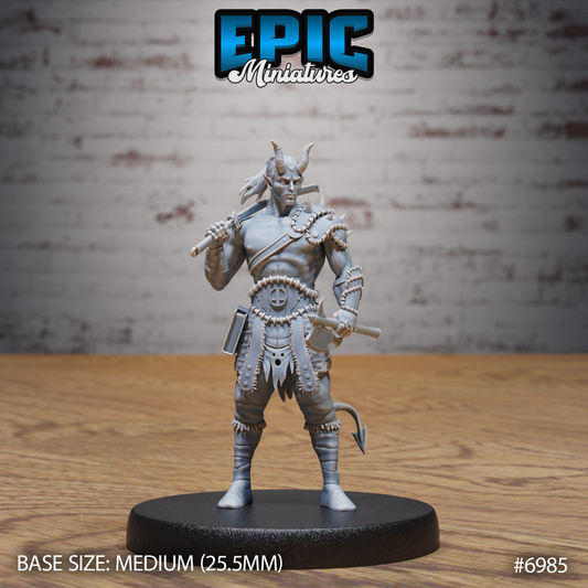 Tiefling Barbarian DND TTRPG Resin Miniature 25mm Base