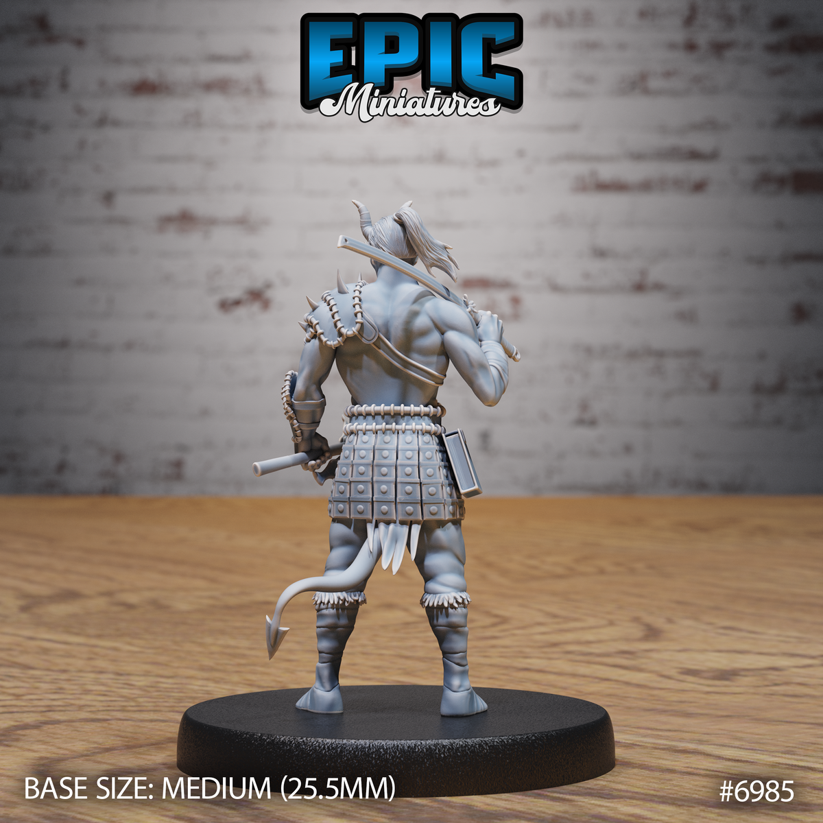 Tiefling Barbarian DND TTRPG Resin Miniature 25mm Base