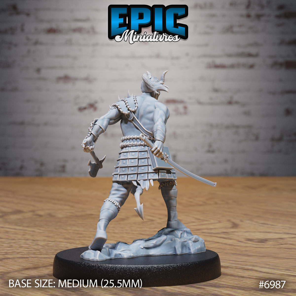 Tiefling Barbarian DND TTRPG Resin Miniature 25mm Base