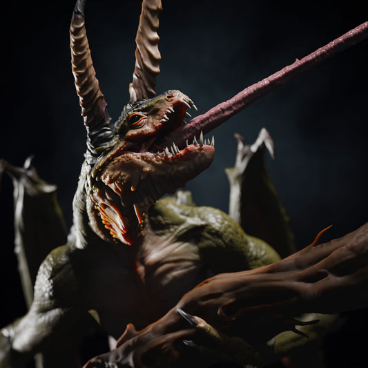 Adult Chameleon Dragon DND TTRPG Resin Model 75mm Base