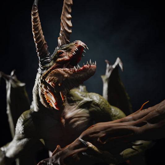 Adult Chameleon Dragon DND TTRPG Resin Model 75mm Base