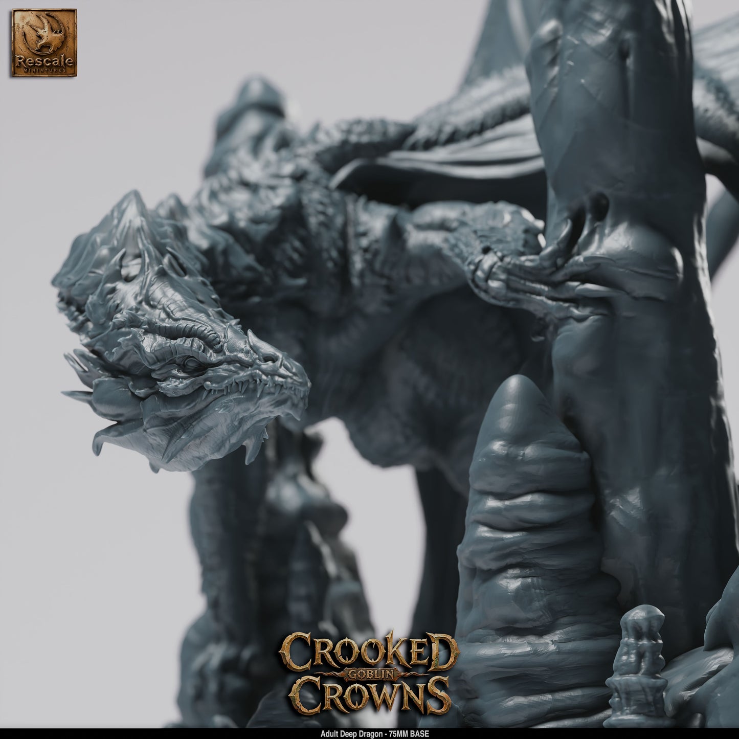 Adult Deep Dragon DND Miniature TTRPG Resin Figure 75mm Base