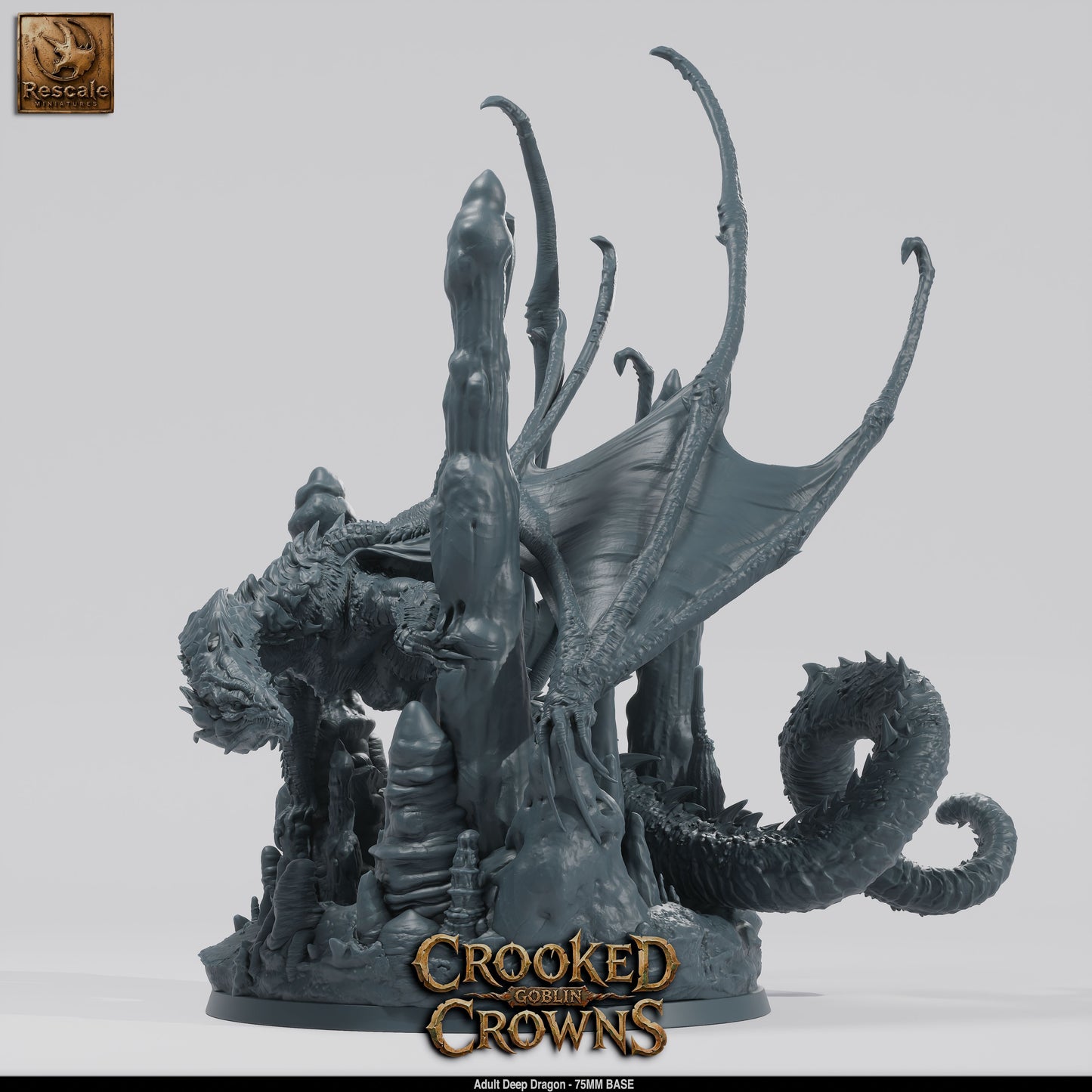 Adult Deep Dragon DND Miniature TTRPG Resin Figure 75mm Base