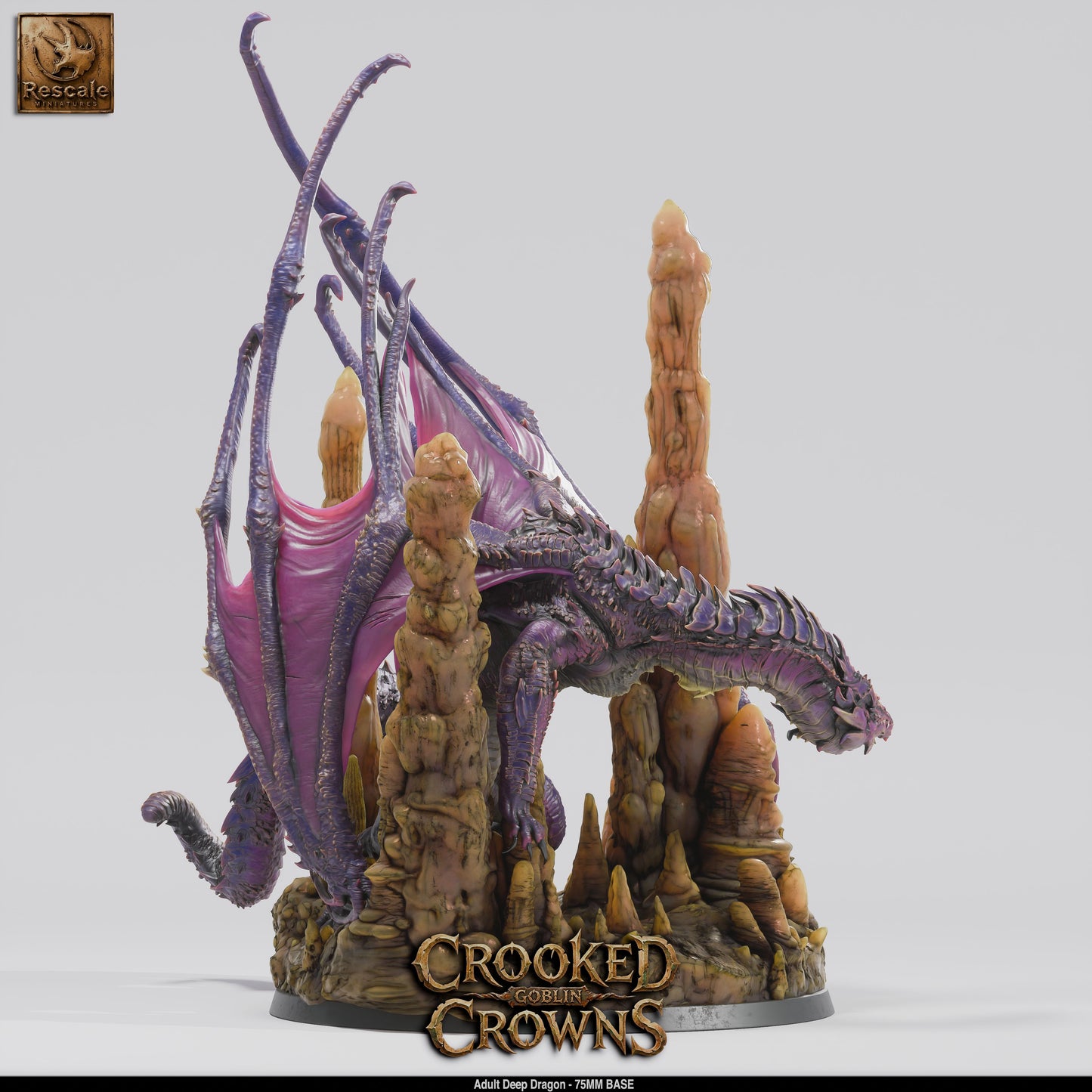 Adult Deep Dragon DND Miniature TTRPG Resin Figure 75mm Base