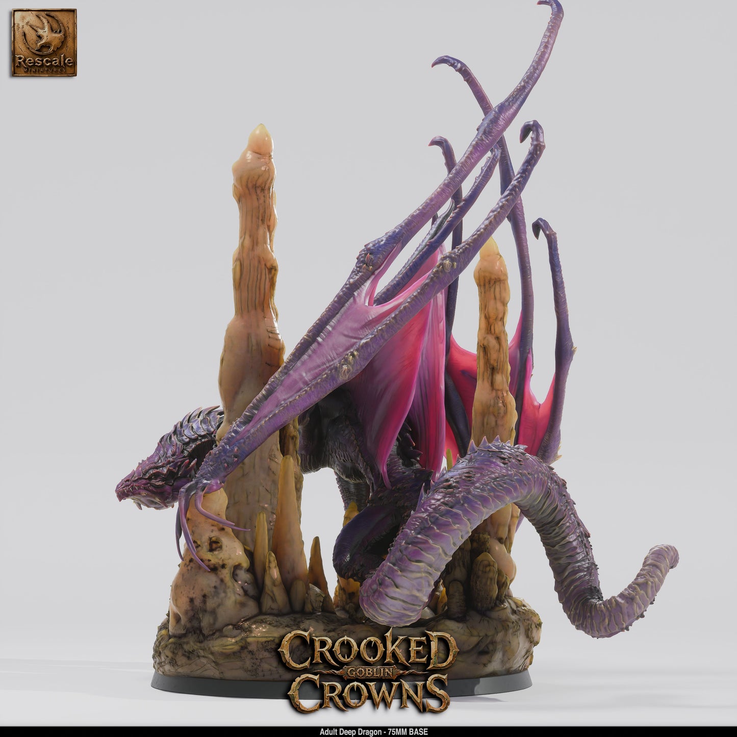 Adult Deep Dragon DND Miniature TTRPG Resin Figure 75mm Base