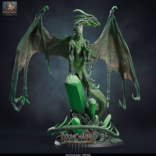 Emerald Dragon DND TTRPG Resin Model 75mm Base