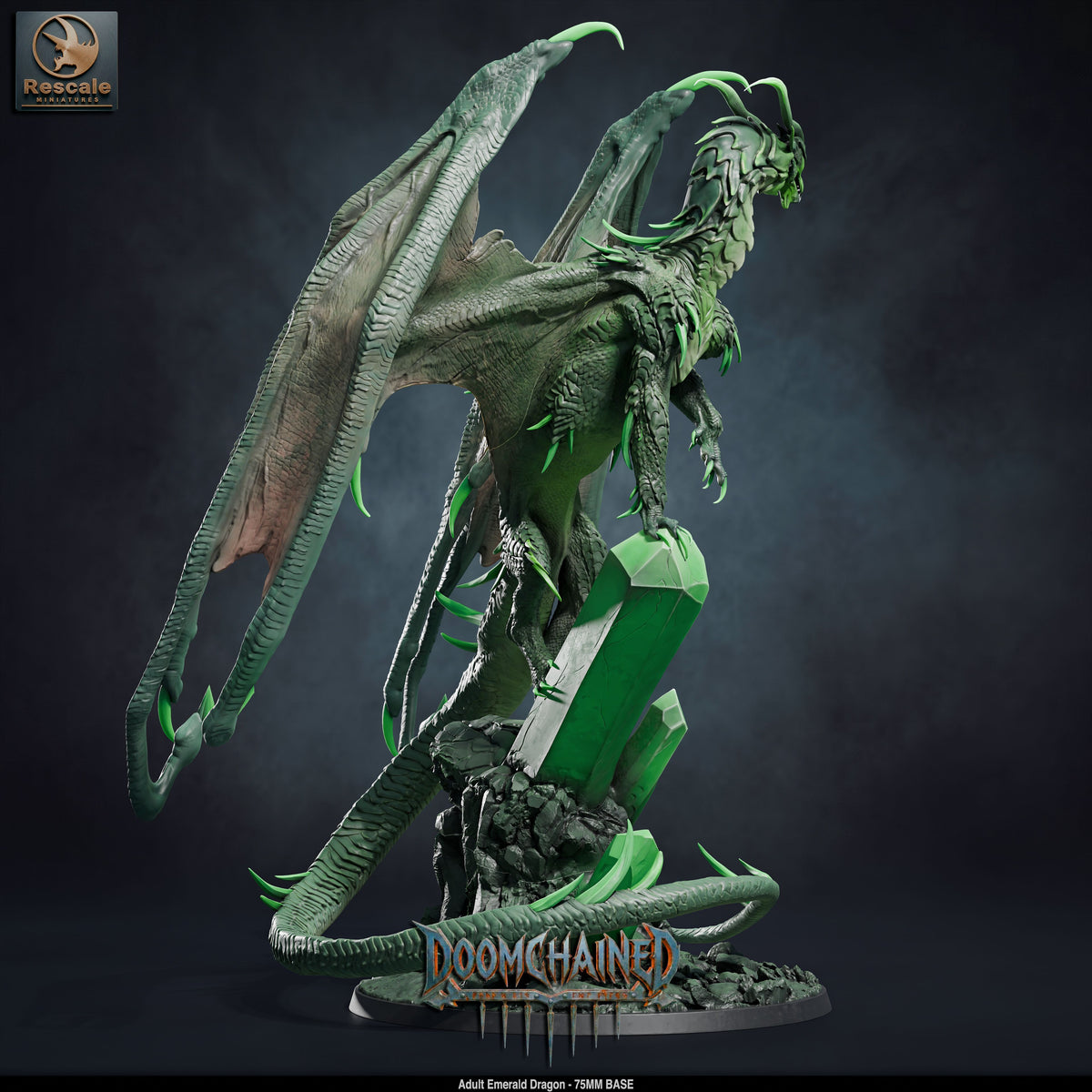 Emerald Dragon DND TTRPG Resin Model 75mm Base