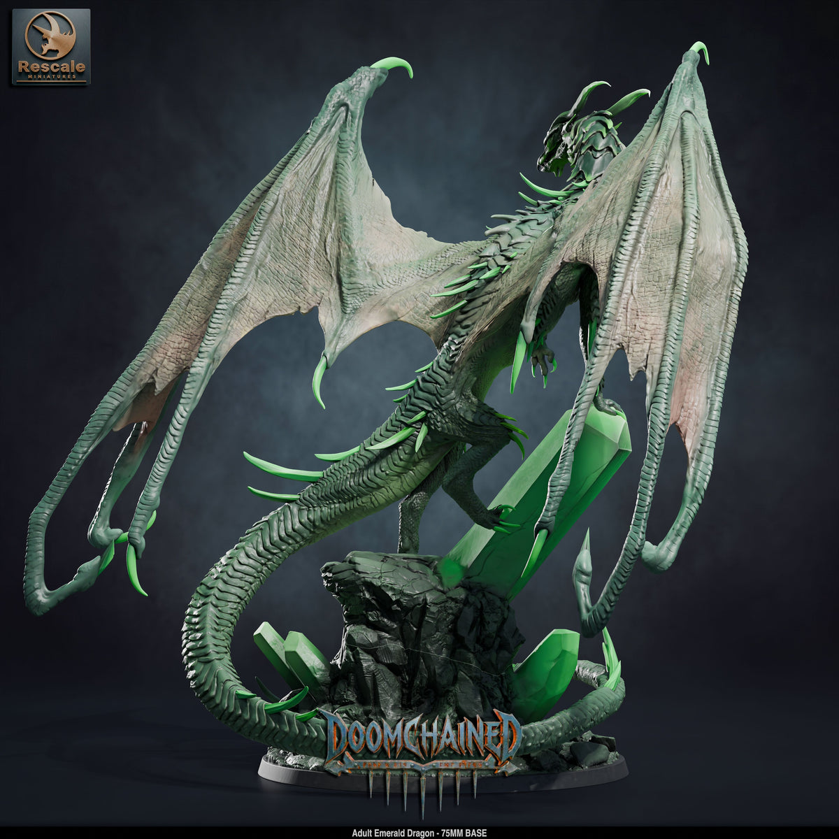 Emerald Dragon DND TTRPG Resin Model 75mm Base