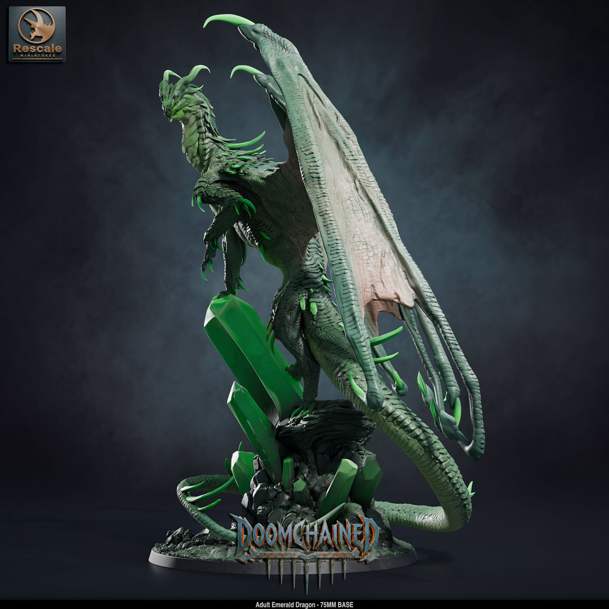 Emerald Dragon DND TTRPG Resin Model 75mm Base