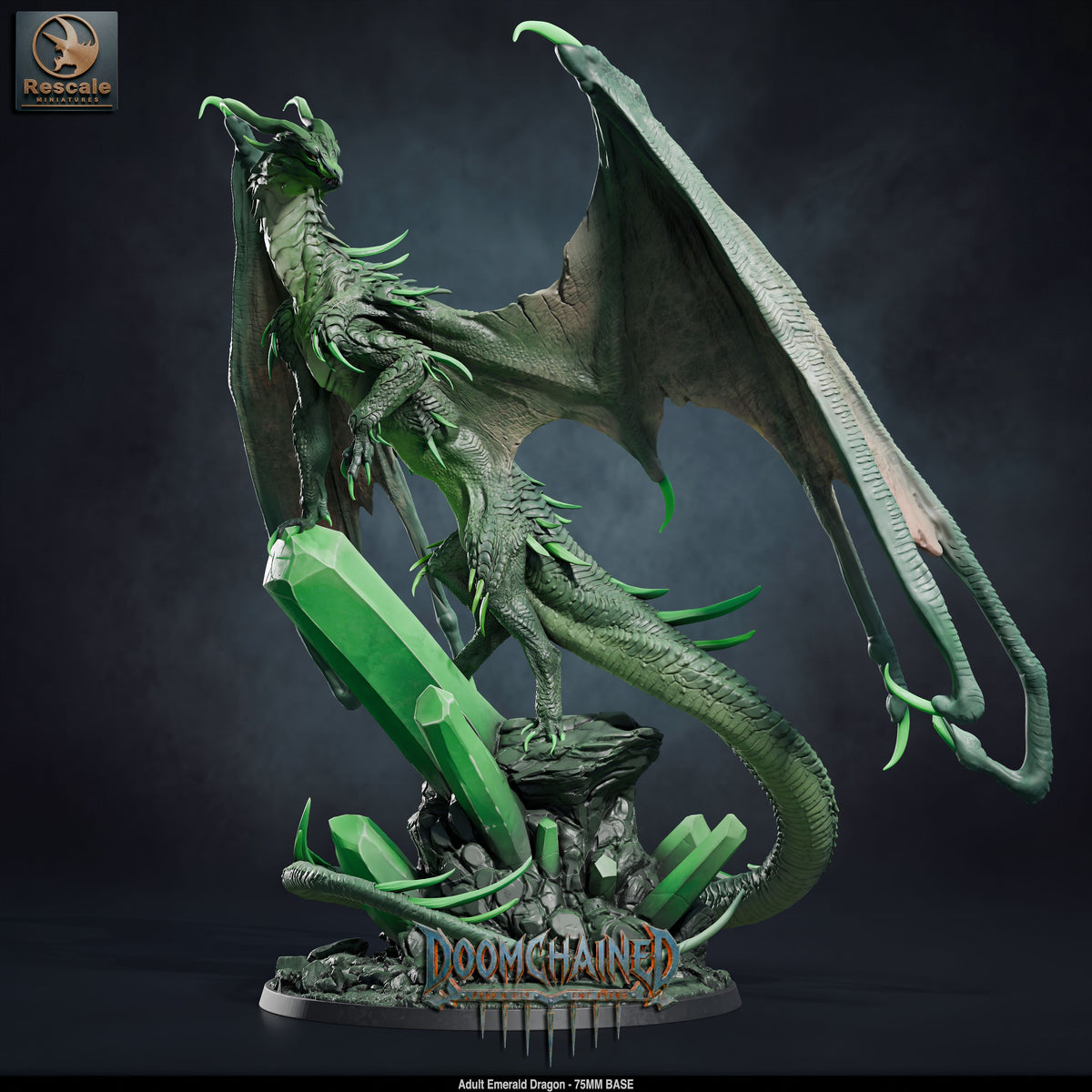 Emerald Dragon DND TTRPG Resin Model 75mm Base
