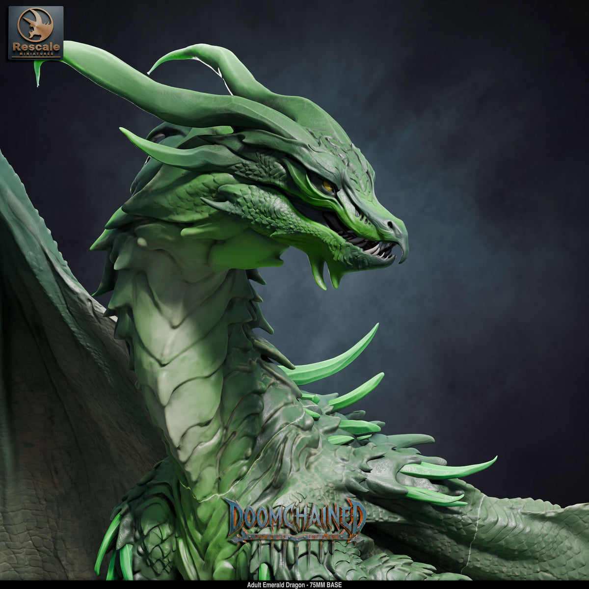 Emerald Dragon DND TTRPG Resin Model 75mm Base