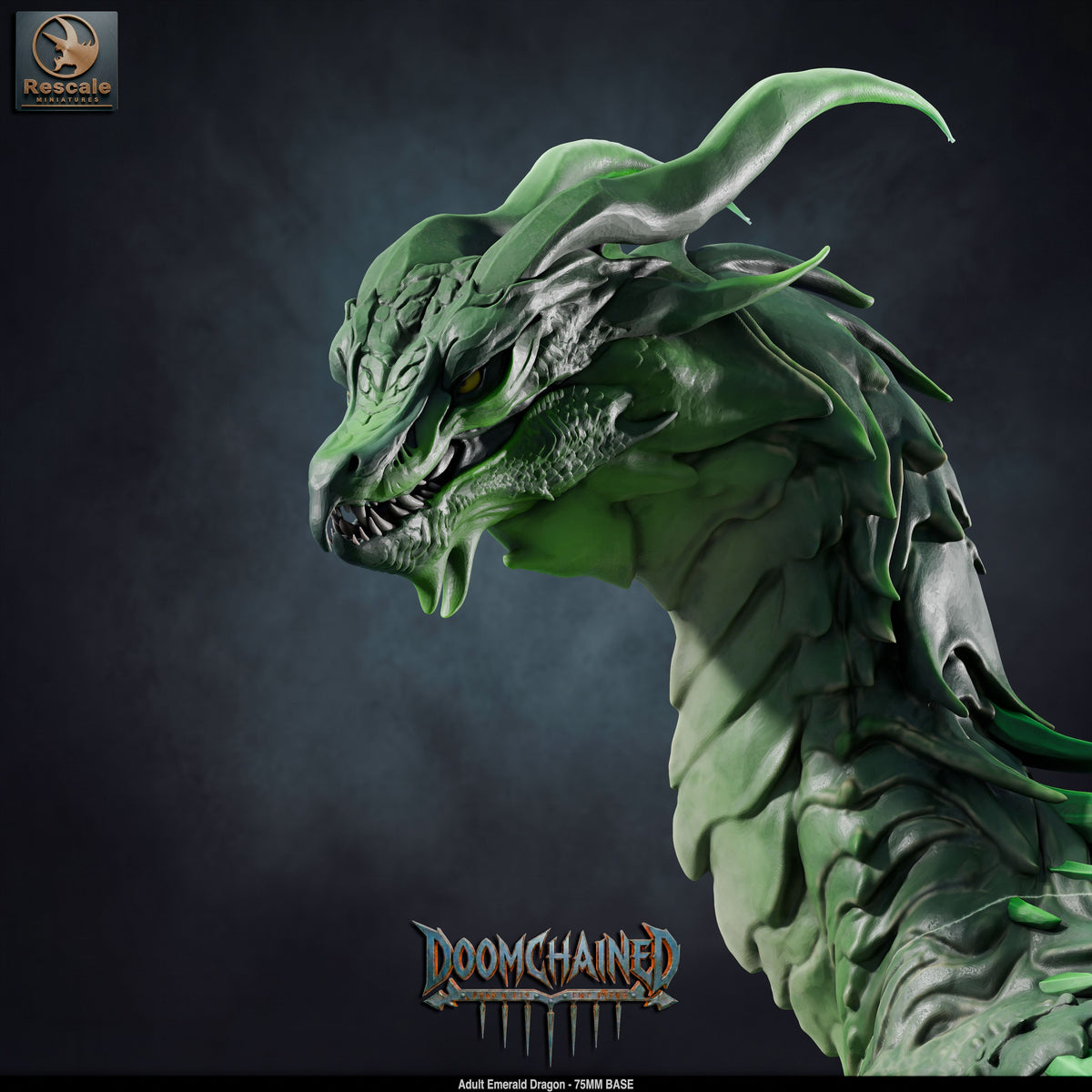 Emerald Dragon DND TTRPG Resin Model 75mm Base