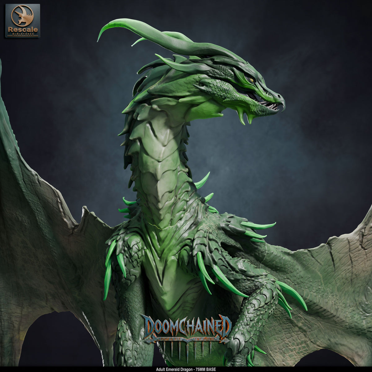 Emerald Dragon DND TTRPG Resin Model 75mm Base